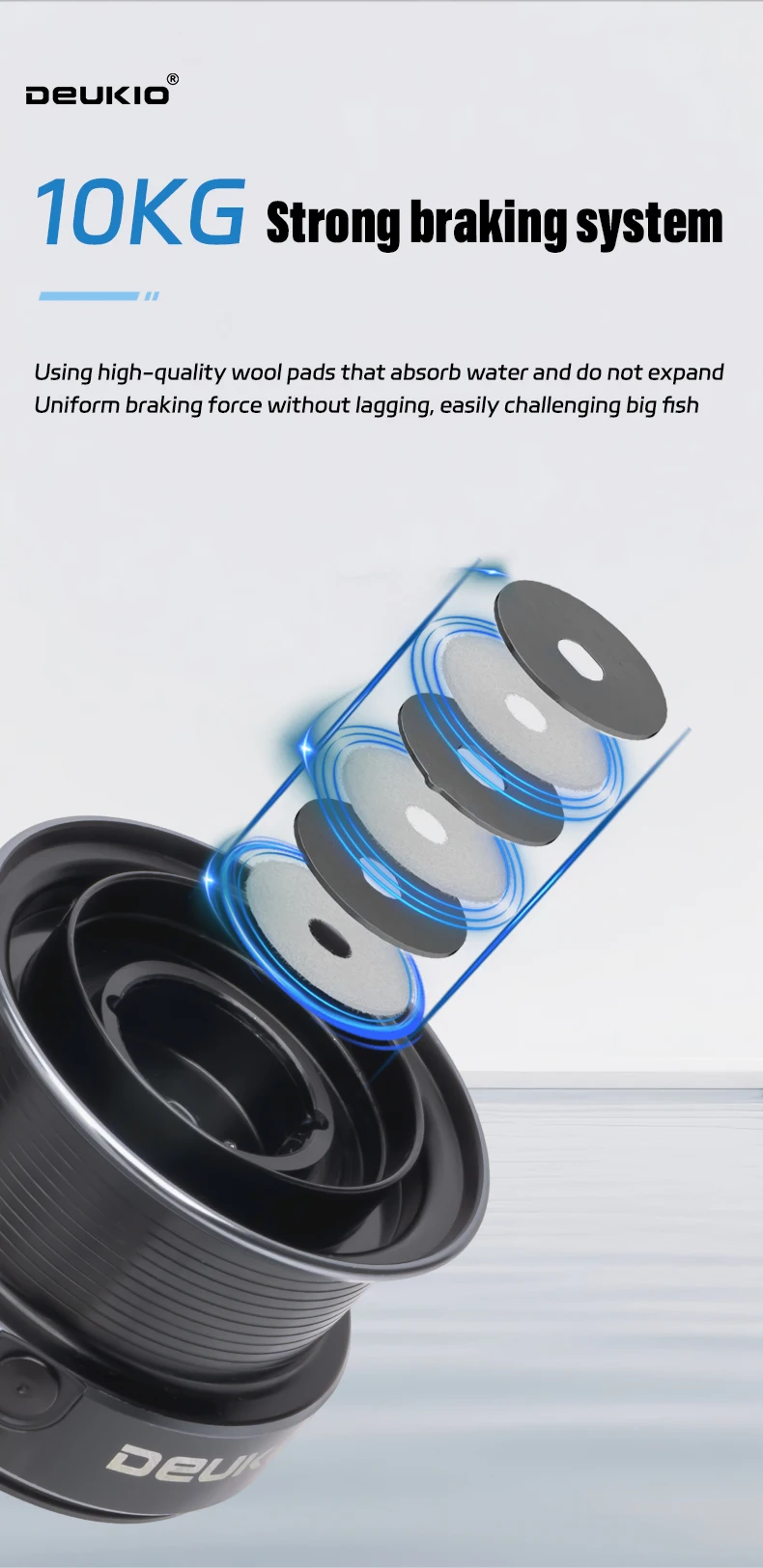 DEUKIO Spinnrolle 4500-8500 12KG Max. Bremskraft 4.7:1 6+1BB Metallspule CNC-Griff Salzwasser Surf Weitwurf-Köderrolle – Detail 8