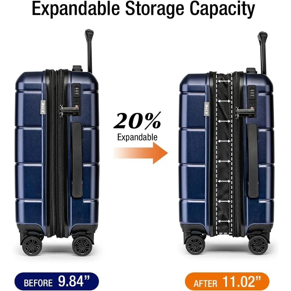 Expandable Hardshell Carry-On Luggage 22x14x9 TSA Lock Airline Approved 20 Inch Suitcase with Wheels Small Travel