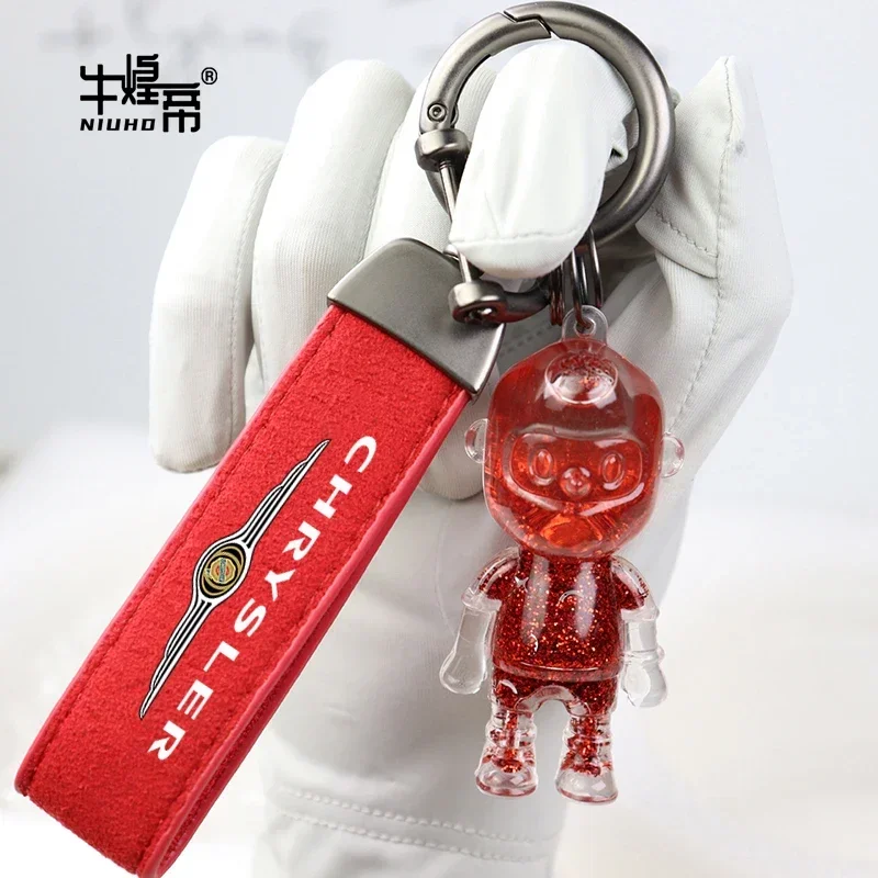 Suede Cartoon Car Keychain Pendant For Chrysler 300c 300 200 200c SRT Pacifica PT Auto Key Rings Anti-loss Protector Accessories