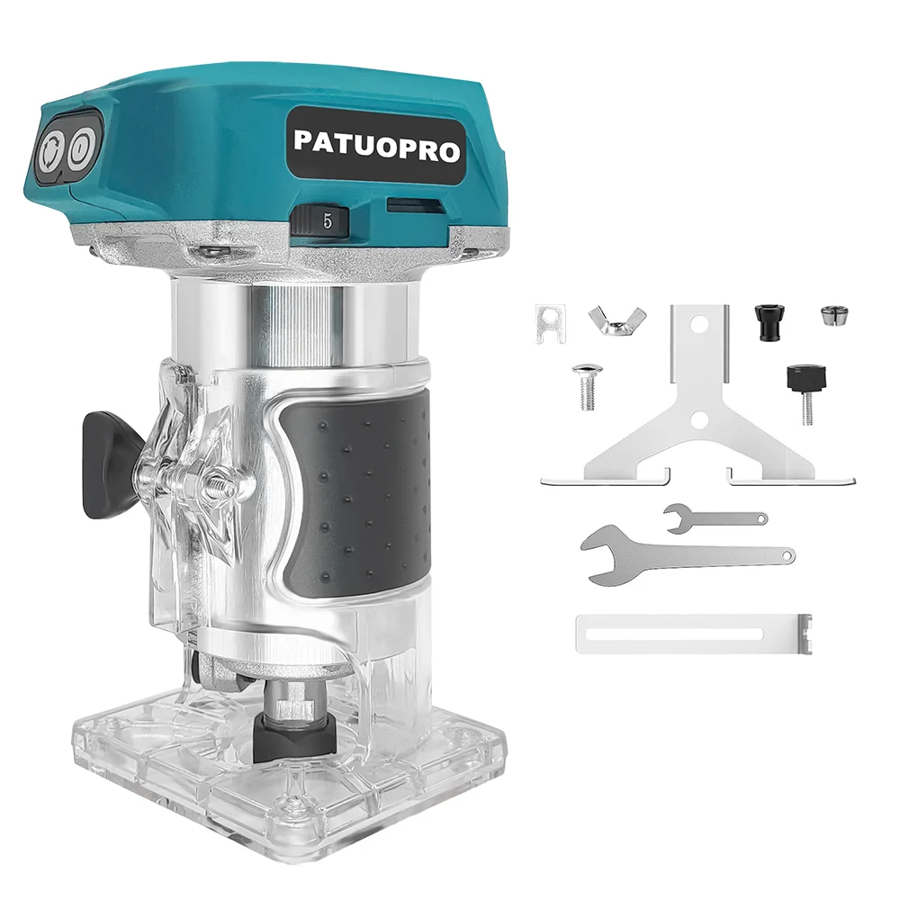 PATUOPRO  5 Speed Brushless Electric Trimmer Woodworking Milling Engraving Slotting Tool for Makita 18V Battery(No Battery)
