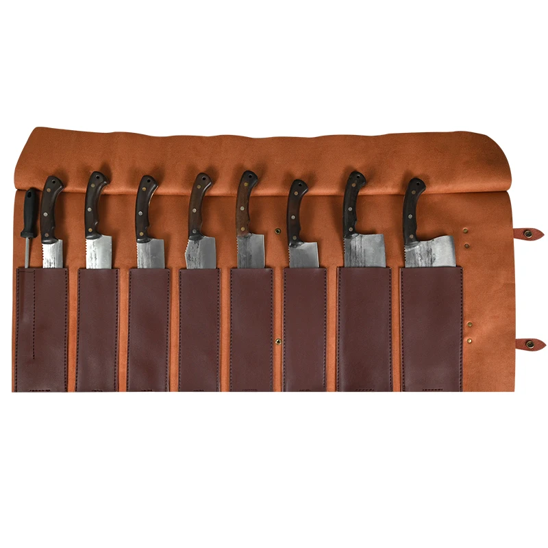 Imagem -05 - Leather Durable Knife Roll Bolsa Santoku Cleaver Carry Case Japonês Professional Travel Knives Storage Pocket Chef Bolsa Slots Slots 11 Slots pu