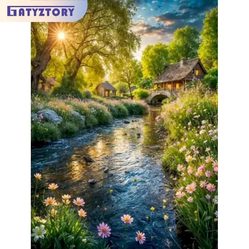 

GATYZTORY DIY Pictures By Number Landscape Kits Painting By Numbers Nature Drawing On Canvas Hand Painted Paintings Home Decor