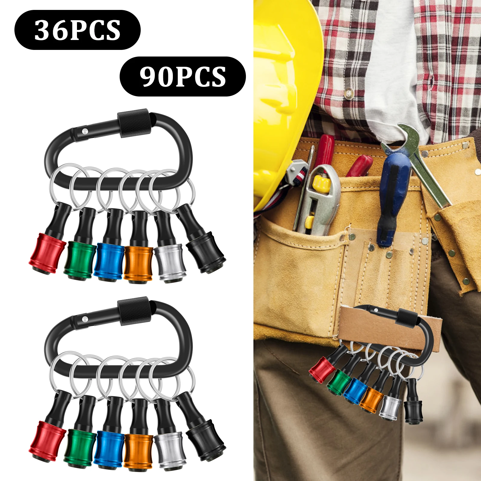 1/4 Inch Hex Shank Screwdriver Bit Holder Aluminum Alloy Bit Holder Keychain Quick Change Portable Drill Bits Socket Adapter