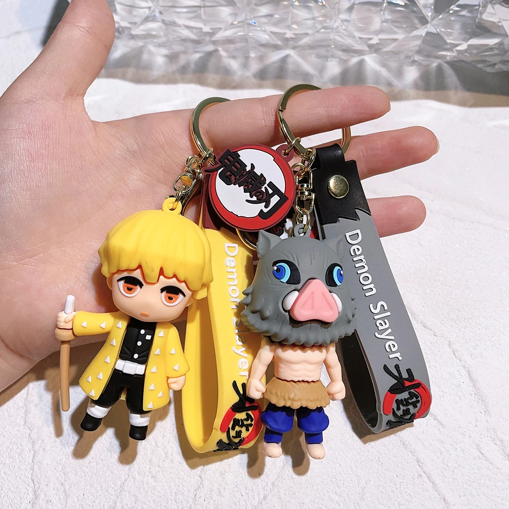 Anime Keychain Demon Slayer Kimetsu No Yaiba Cute Doll Tanjiro Nezuko Keyring Bag Pendent Key Chain Accessories Toy Gift