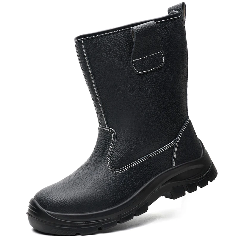 New Waterproof Male Leather Boots Steel Toe Shoes Work Boots Protection Shoes Puncture-Proof Safety Shoes Men Mid-calf Boots