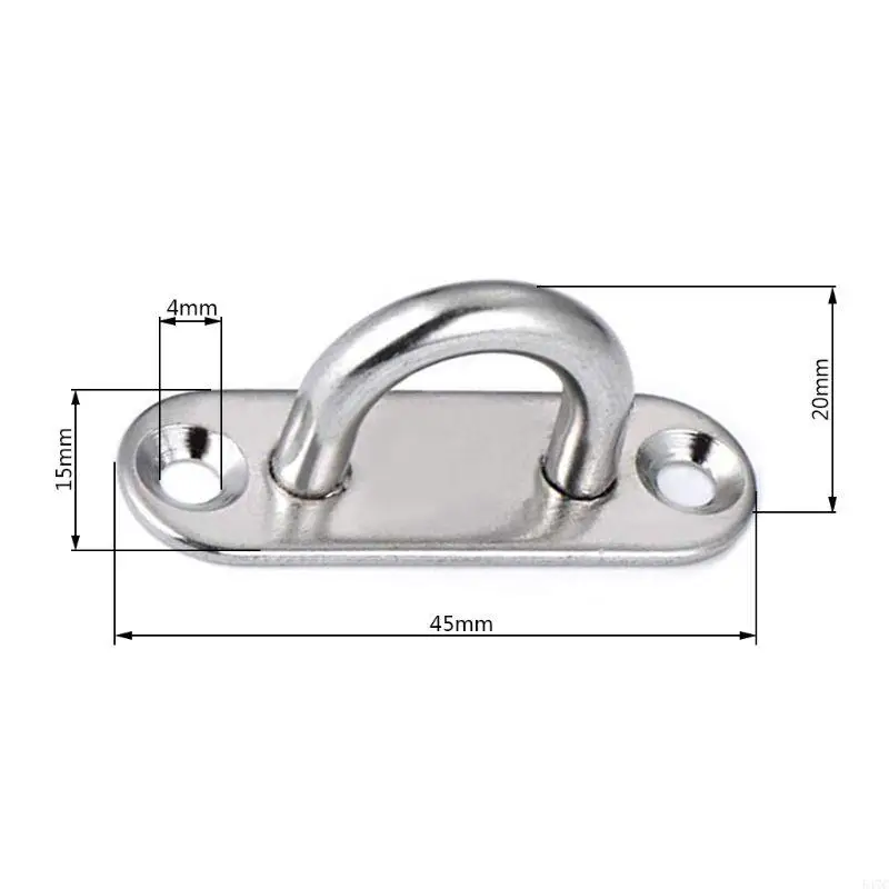 547c 6pcs 5mm Edelstahl Augenplatte längliches Pad Universal Marine Boat Hardware längliche Pad -Augenplatten Haken