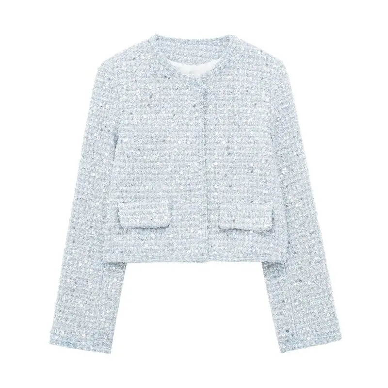 Primavera 2024 Faion da donna Versatile Bead Or Jaet Taglio dritto Regular Thin All-Match Design Premium Cappotto da donna