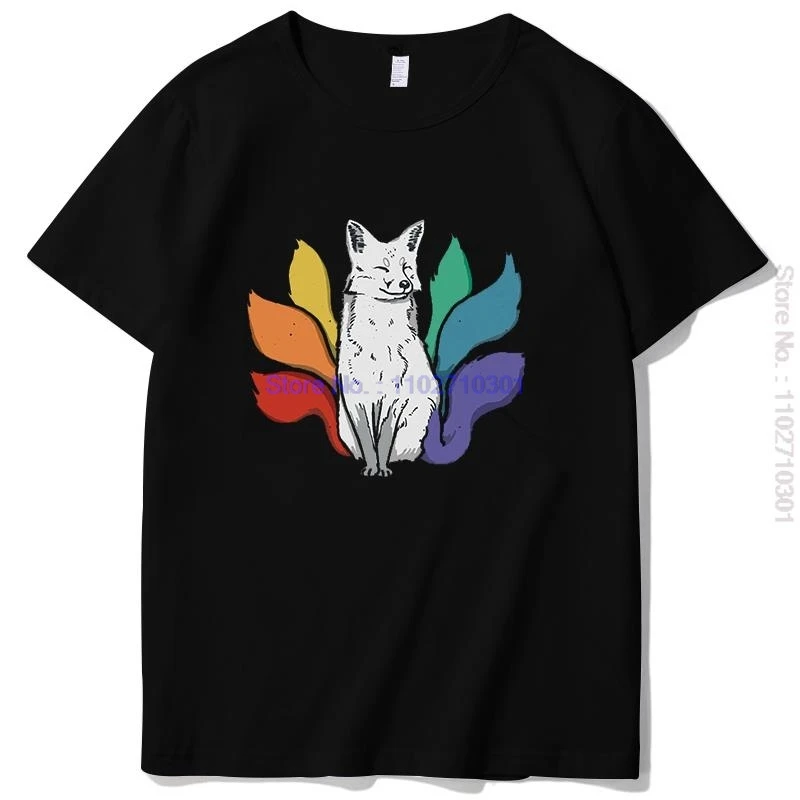 Men's LGBTQ Six Tailed Fox Pride Graphic T-Shirt Colorful Summer Cotton Short Sleeve Fashion Print Tee