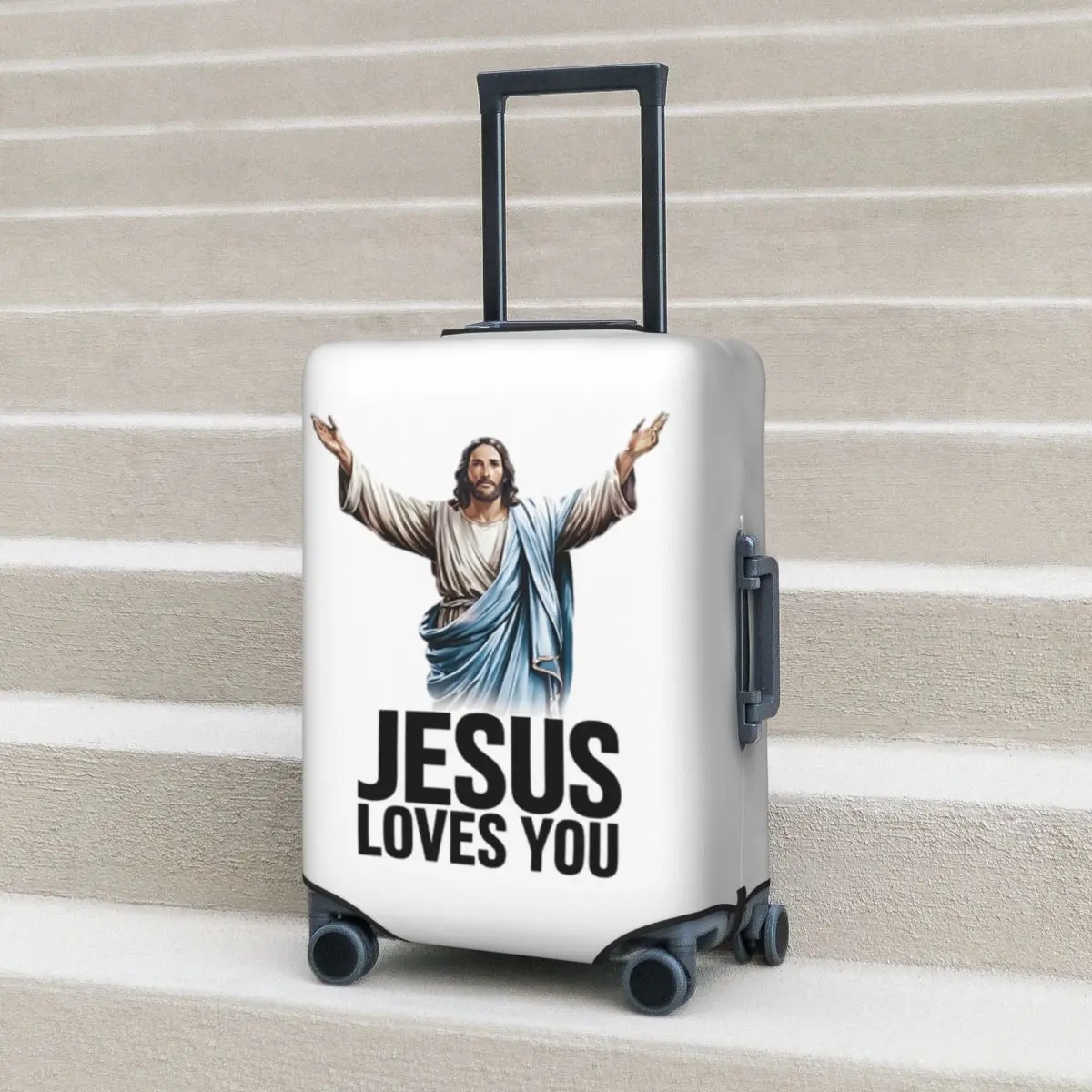 

Jesus Loves You Suitcase Cover Protection Elastic Travel Luggage Protector Covers for 18-32 Inch