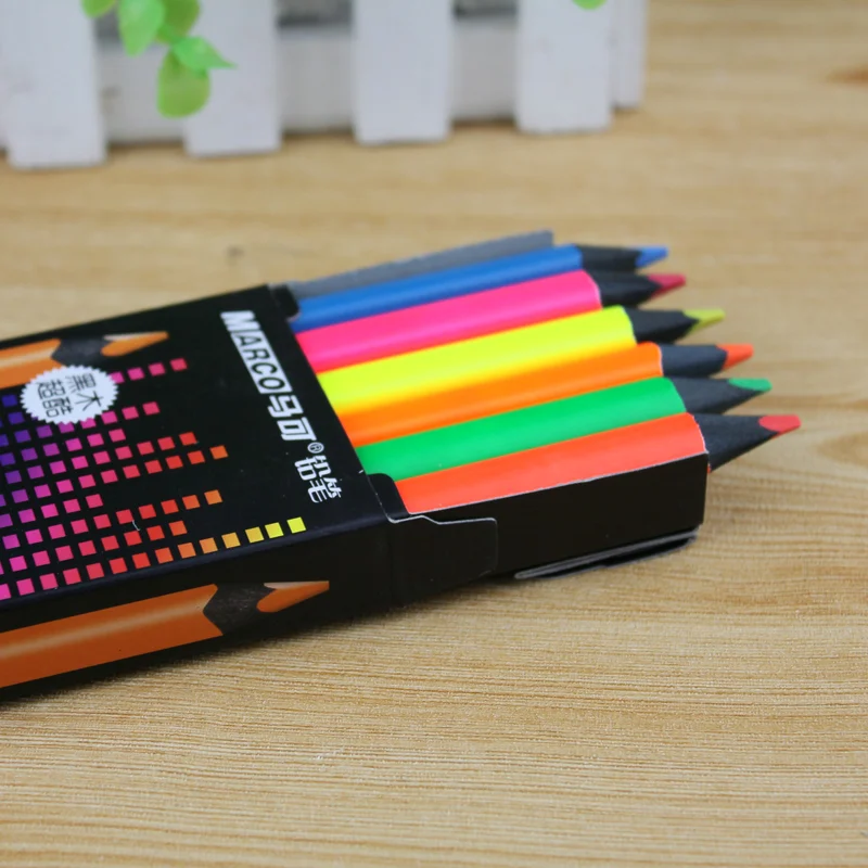 6 Pcs/set Hot Sale MARCO 9205B 6 Colors Fluorescent Color Lead  Pencil Multifunctional Thicken Marker Pencil