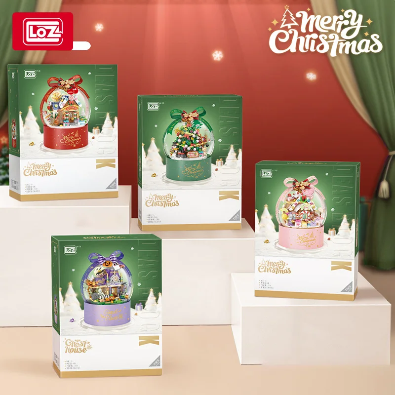 LOZ-1306 Bobo Ball Sapin de Noël Maison de Noël Modèle créatif du Père Noël a assemblé des jouets de bloc de Noël pour enfants de filles