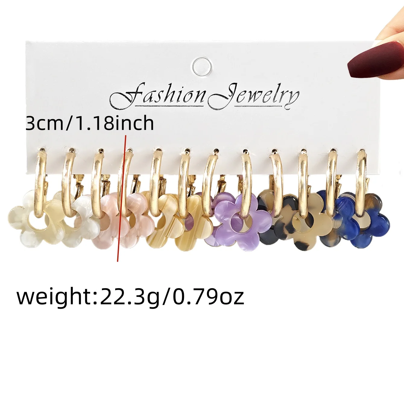 الاتحاد الأوروبي/الولايات المتحدة تصميم الأزياء المتخصصة الملونة الاكريليك خمس بتلات زهرة قلادة القرط مجموعة - أنيقة تنوعا المعادن المرأة القرط هدية #4