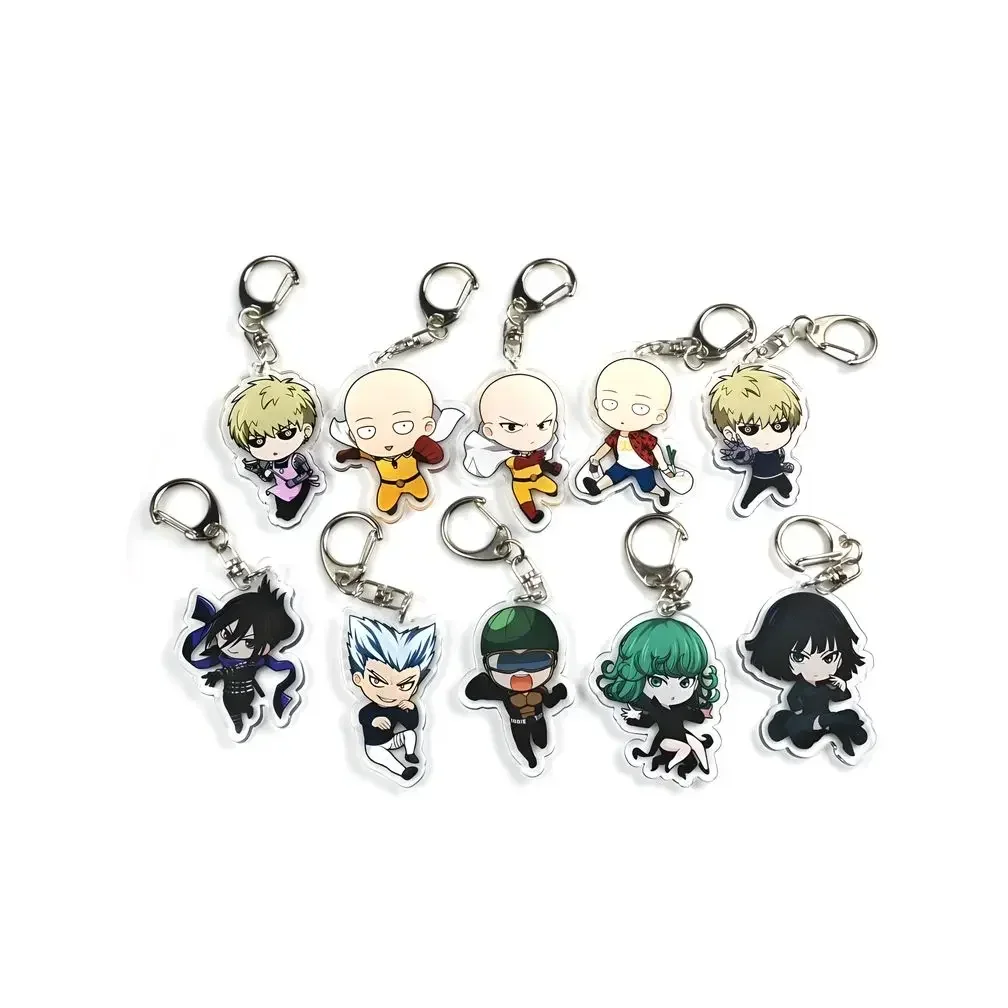 One-Punch Man Acrylic Cartoon Anime Pendant Keychains Holder Car Key Chain Key Ring Phone Bag Hanging Jewelry Gifts Accessories