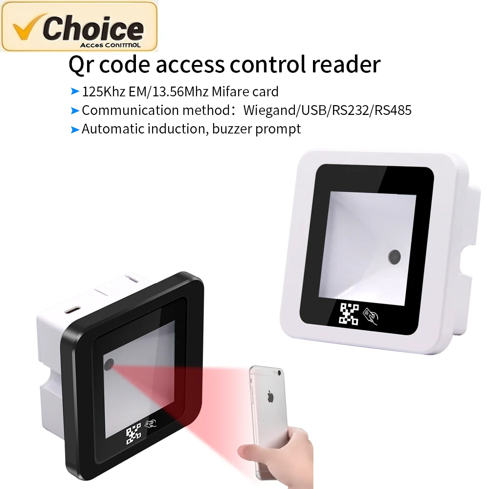 

DC12V Dual-Frequency (EM/MF) RFID/Barcode/QR Code Access Controller - RS485/RS232/USB Multi-Interface Reader for Entry Systems