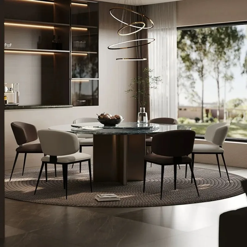 Italian minimalist dining chair modern simple high sense backrest chair Nordic light luxury dining chair living room stool