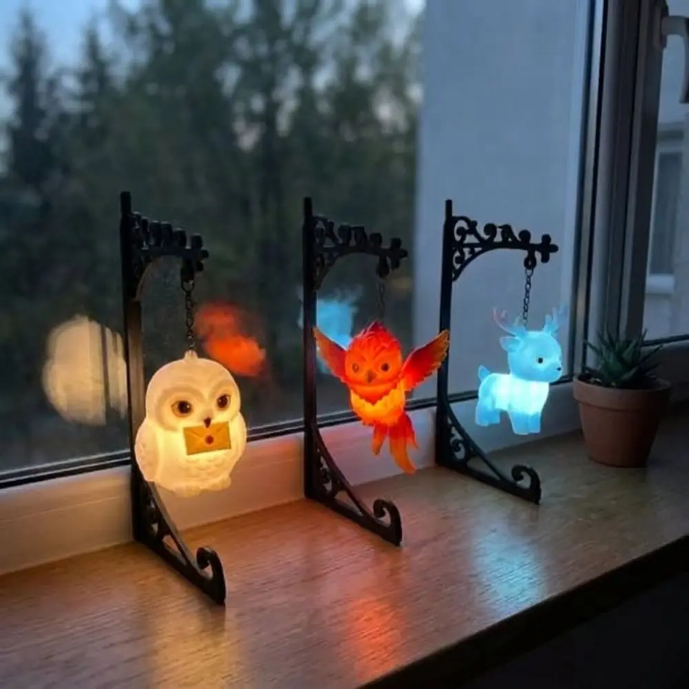 Vintage Owl Bookshelf Lamp Wrought Iron Deer Bird Bookend Shelf Lamp Fairy Style Fantasy Animal Hanging Lamp Home Decor