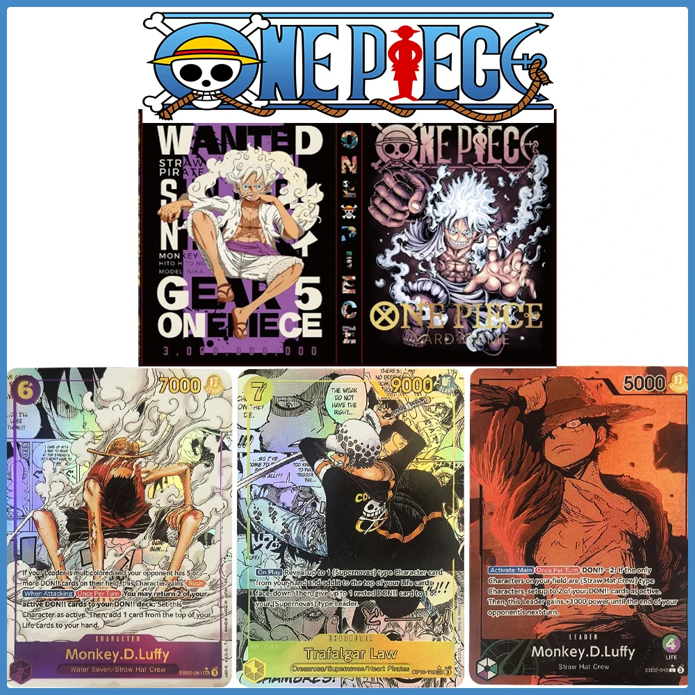 

BLBU OPCG Collection Card EB02 Monkey D Luffy OP10 Trafalgar Law SEC Refractive Color Flash Card Textured English Card books