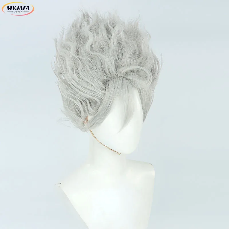 Monkey D Luffy Cosplay Wig Anime Straw Hat Boy Gear 5 Nika Luffy Silver Gray Curly Heat Resistant Synthetic Hair Wigs + WigCap