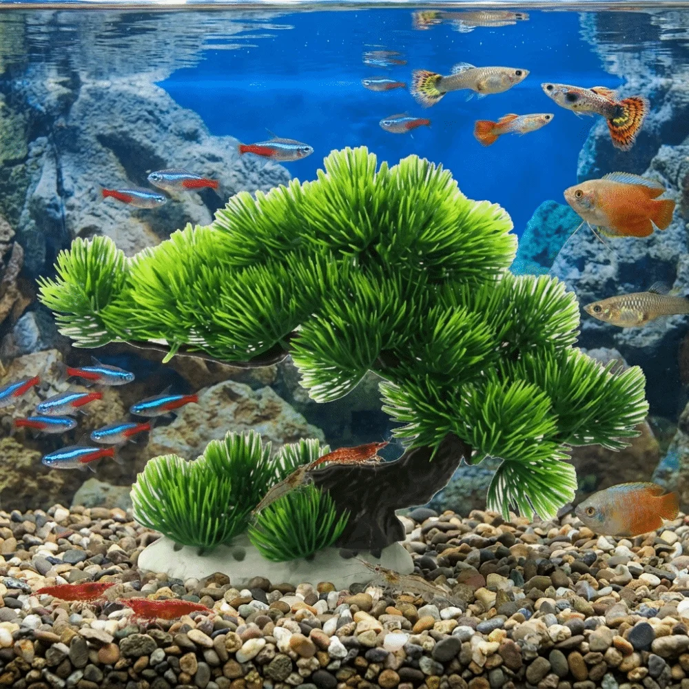 

Plastic Simulation Aquatic Plant Natural Look Artificial Welcome Pine Underwater Plants Lifelike Tree Aquarium Landscape Decor