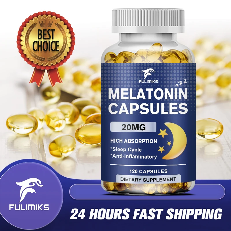 

Melatonin Capsules for Adults, Support Deep Sleep & Relaxation, Boost Energy, Improve Focus, Gluten Free