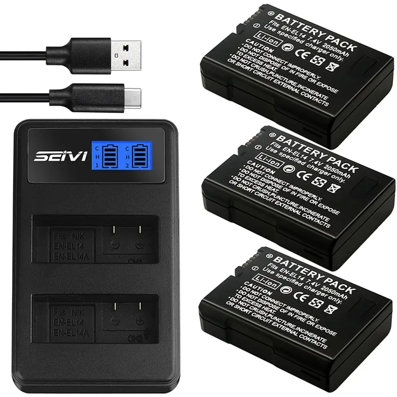 Batterie EN-EL14 Et Chargeur Double Fente Pour Nikon D3500 D5600 D3200 D3300 D3400 D5500