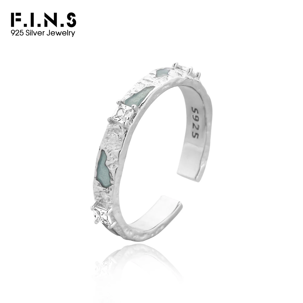 

F.I.N.S Korean Design S925 Sterling Silver Irregular Enamel Ring Uneven Opening Index Finger Fine Jewelry Accessories