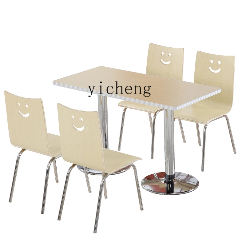 ZF Dining Table and Chair Cold Drink Milk Tea Shop Simple Canteen Fast Food Restaurant Table and Chair