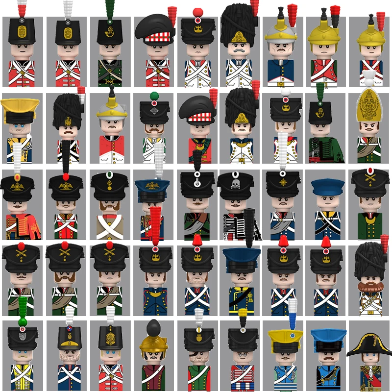 MOC Medieval Military Napoleonic War Soldier Figures Building Blocks Castle Guard Knight Infantry Army Swords Weapon Bricks Toys