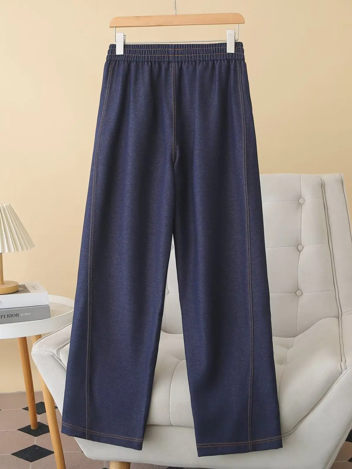 High Waist Drawstring Straight Leg Jeans Women's plus Size Spring Fashion Korean Style Cuffed Trousers Casual Denim Pants