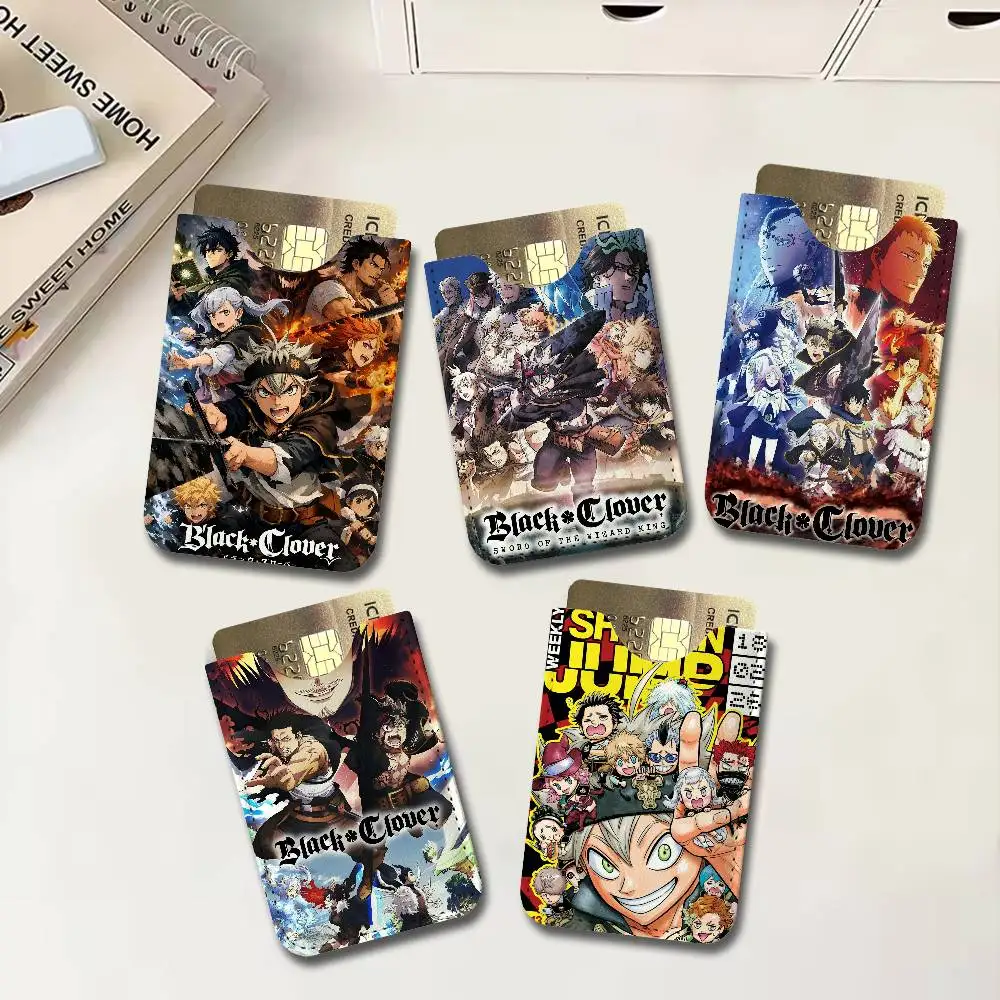 Anime B-Black Hot Clover Pu Leather Credit Card Holder Slim Business Cardholder Anti Theft Id Organizer for Outdoor Carrying