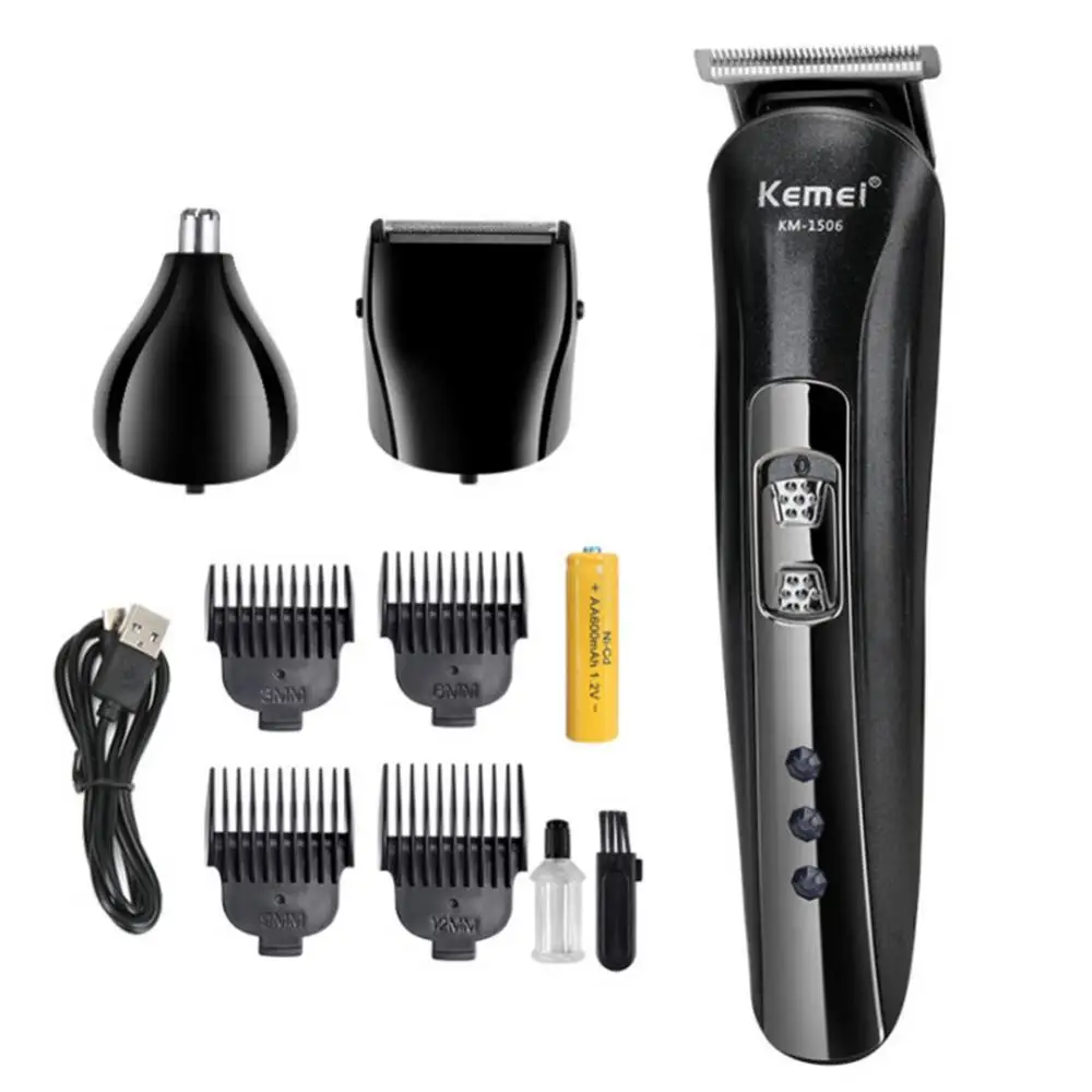 Men 3 in 1 Cordless USB Charging Mustache Nose Hair Trimmer Clipper Groomer Kit Nose Ear Trimmer