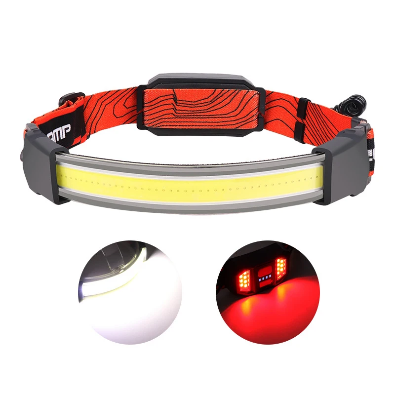 G13A COB LED Headlight USB Rechargeable Headlights Red Light With Strobe Warning Floodlight Perfect For Riding Working Headlamps