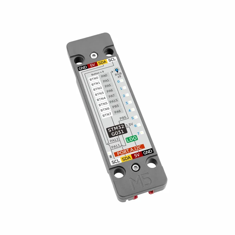 M5Stack Official Unit ByteButton 8-Channel Touch Switch Input Module with STM32 RGB Lamp for Electronics Projects