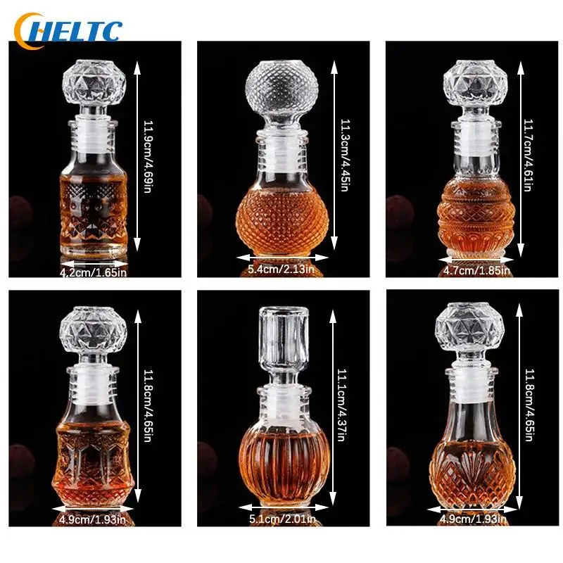 1PCS 50ml Whisky Glass Liquor Bottles With Screw Cap For Alcohol Carved Perfume Honey Jar Mini Container Wedding Handmade Gift