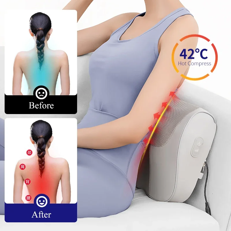 Jinkairui Neck Back Massager with Heat Electric Shiatsu Massage Pillow Deep Kneading Shoulder Gifts for Full Body Muscle