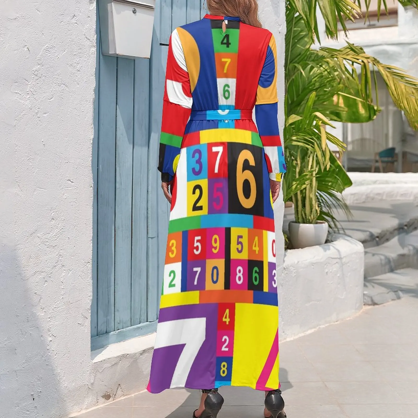 Vestido largo con números de colores para mujer, vestido de noche de lujo para boda