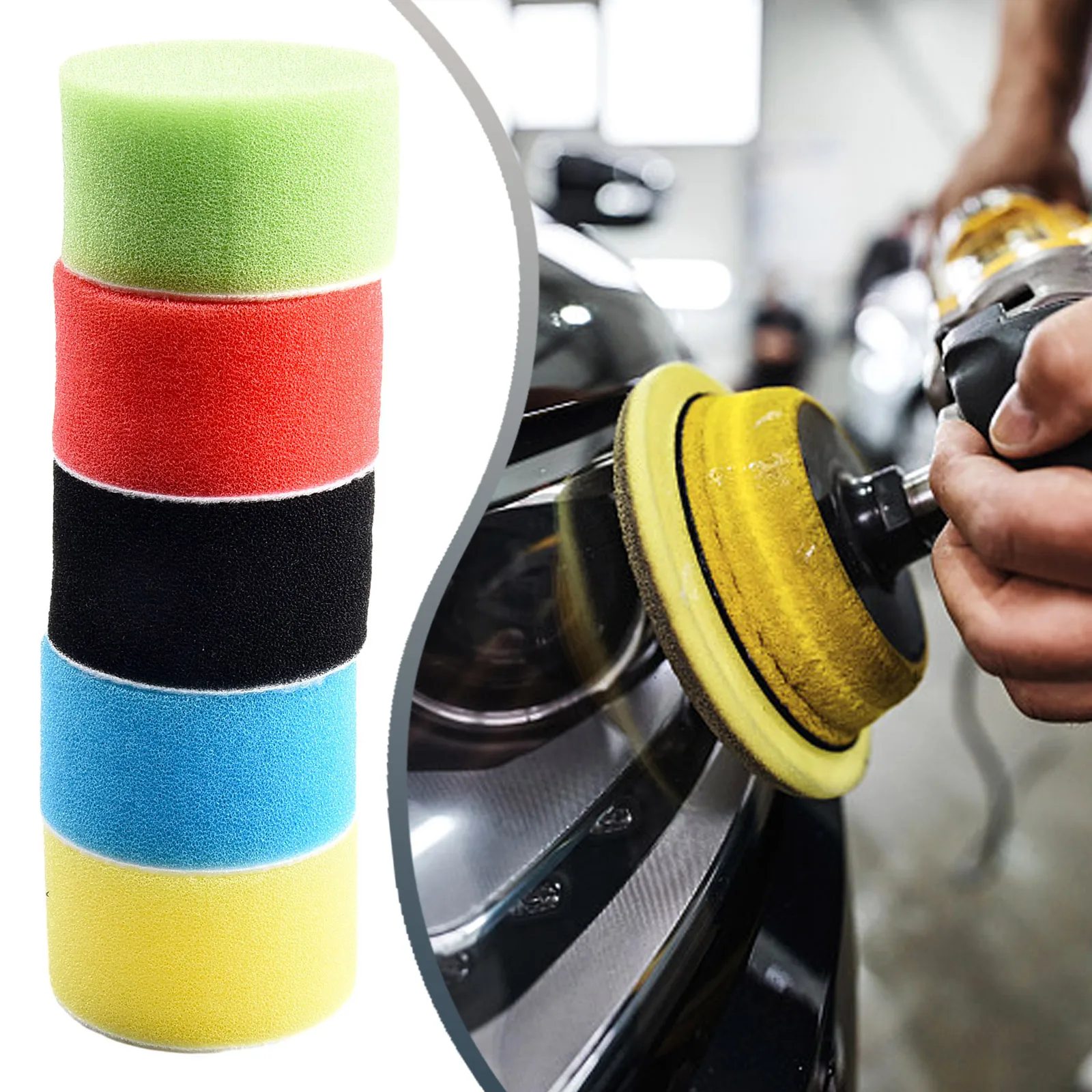 Professional 16PCS Buffing Pad Set สําหรับรายละเอียดรถยนต์ออกแบบมาสําหรับแว็กซ์และขัดเงาพร้อม Easy Change Backing