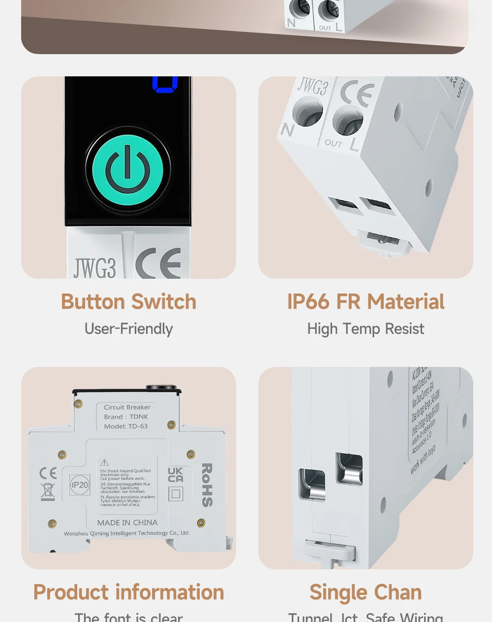 Tuya WiFi DIN-Schienen-Smart-Leistungsschalter 1P+N 63A mit Digitalanzeige, Energiezähler, Spannungs- und Stromschutz, Fernschalter – Detail 12