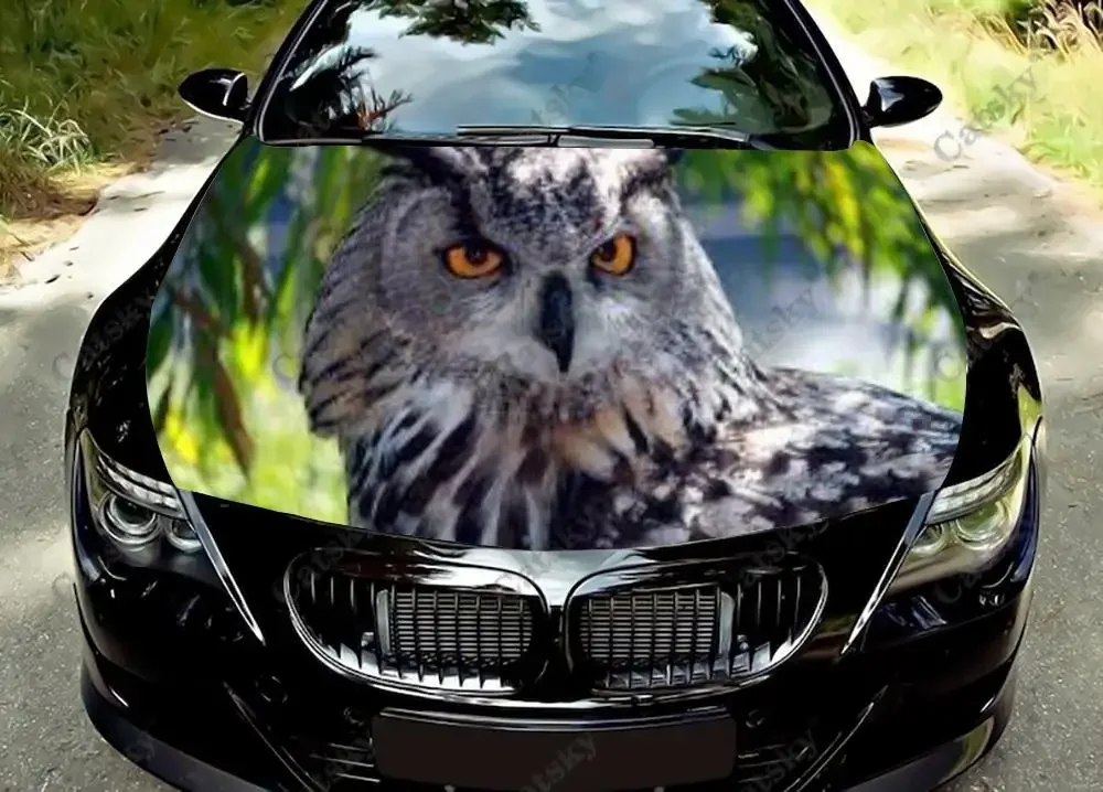 

animla owl Car Hood Vinyl Stickers Wrap Vinyl Film Engine Cover Decals Sticker on Car Auto Accessories