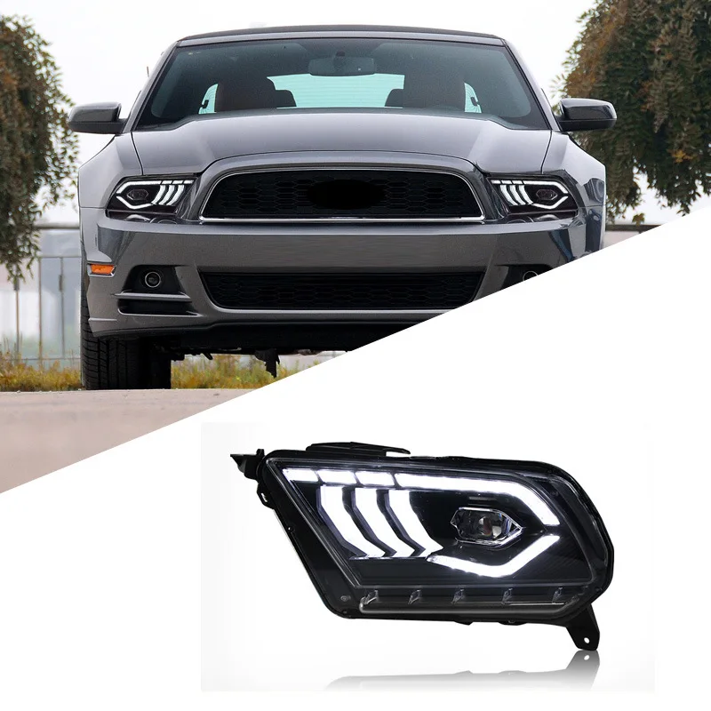

Подходит для Ford 10-14 Mustang, фара в сборе, модифицированная светодиодная дневная ходовая фара Mustang, указатель поворота ходовой воды