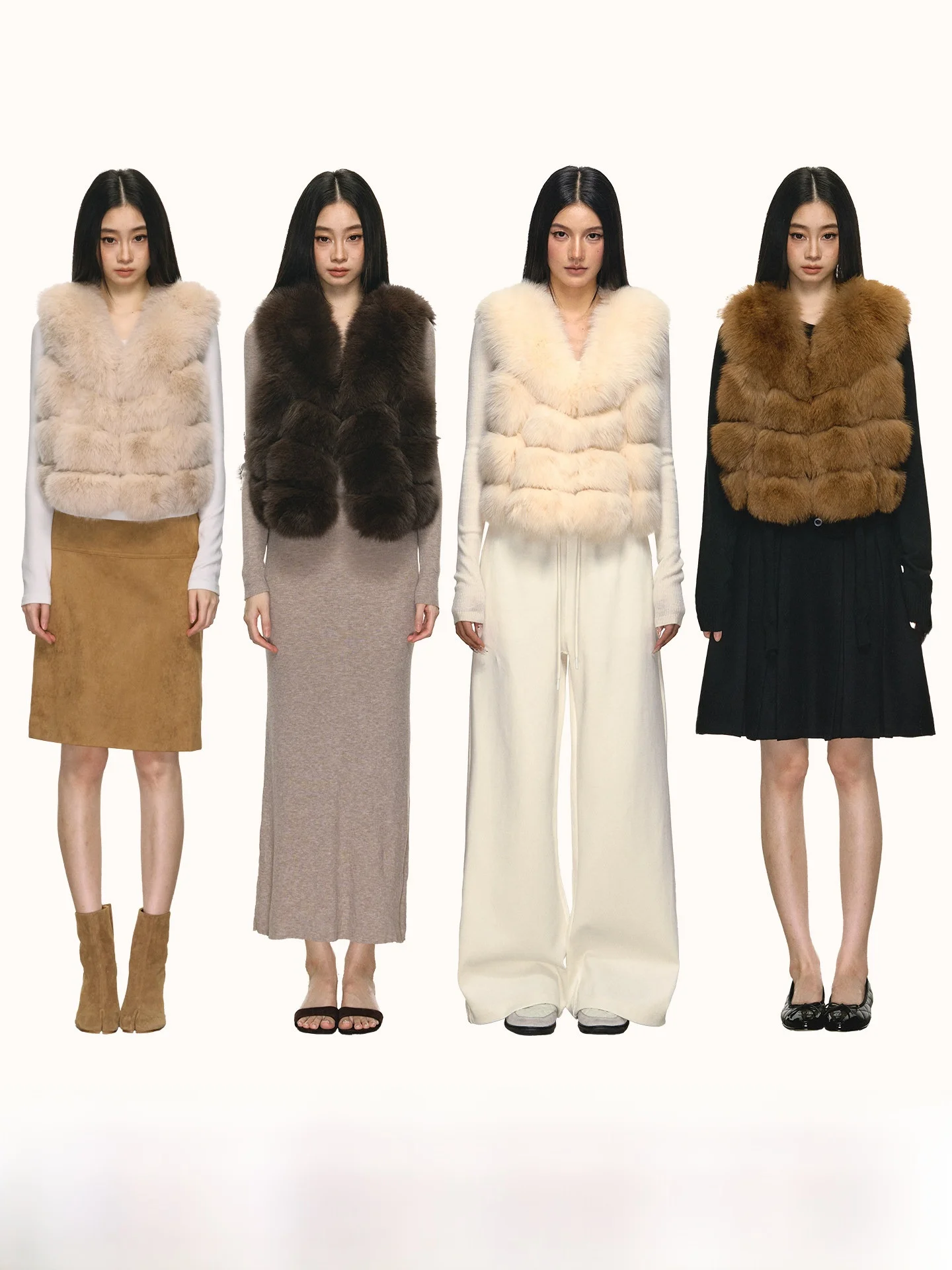 

Anna Aneae Fur Vest Women's Winter Warm ort Bread Coat Casual Sle Long Sve Zipper Closure Chinese Made Faionable