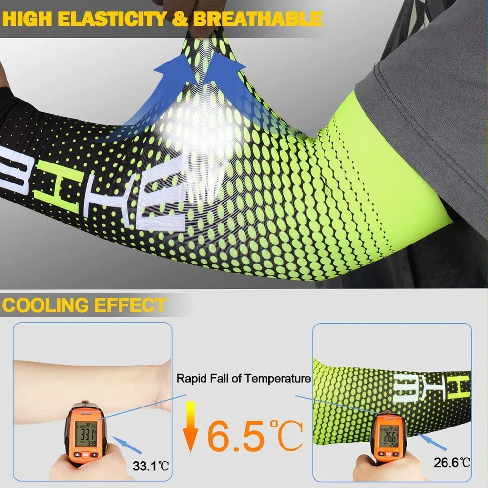 2PCS Summer Sun UV Protection Women Arm Sleeves Reflective Night Cycling Running Arm Warmers Cover Men Sports Armguards Cuff