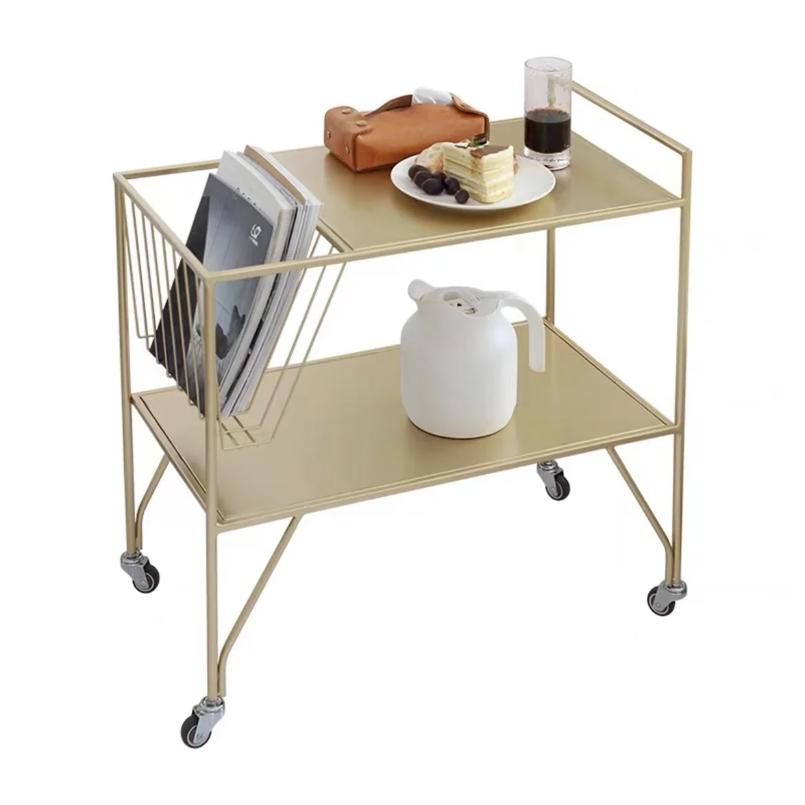 

Nordic Movable Metal Trolley for Dining and Living Room, Simple Design Metal Storage Rack