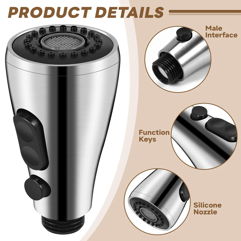 2025 New Kitchen Sink Pull Down Faucet Spray Head Nozzle Pull Out Hose Sprayer Replacement Part Faucet Head