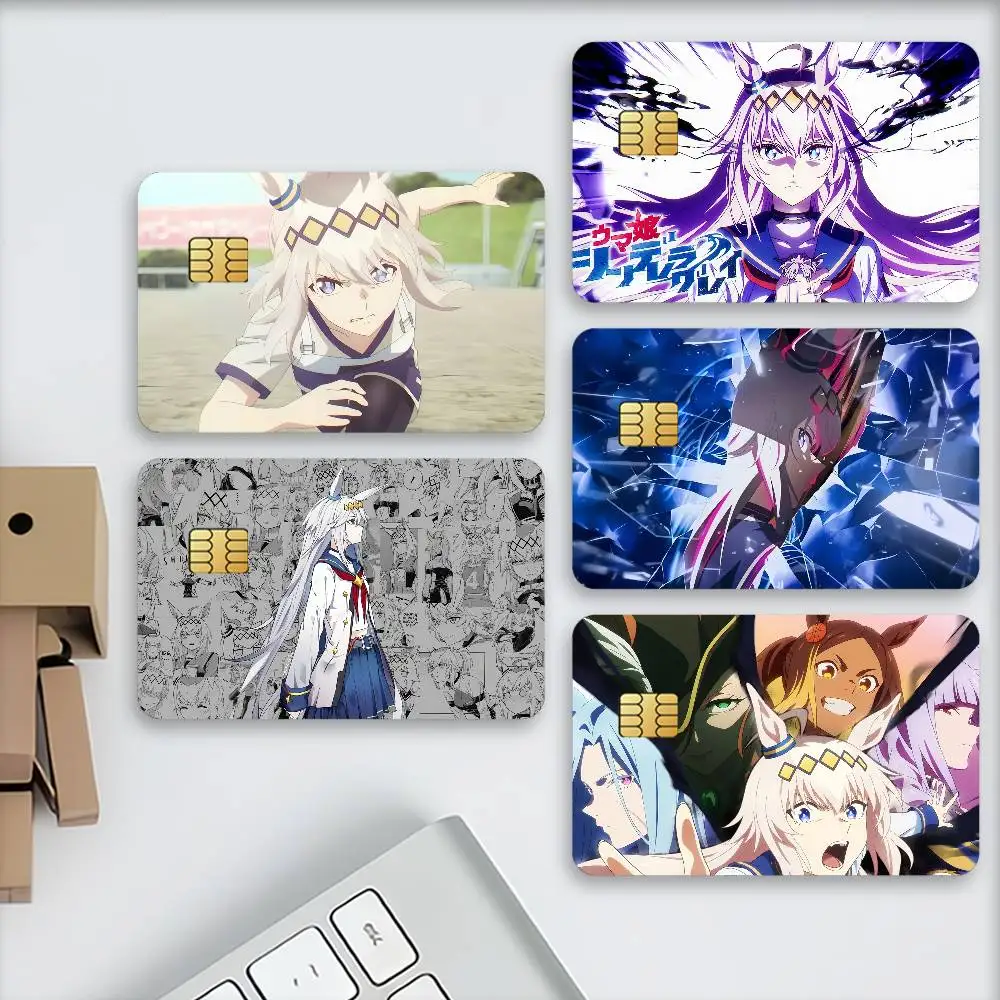Anime Uma Musume Cinderella Gray Credit Decorative Card Stickers Suitable For Bank Cards Metro Transit Anti-scratch Gift 4PCS