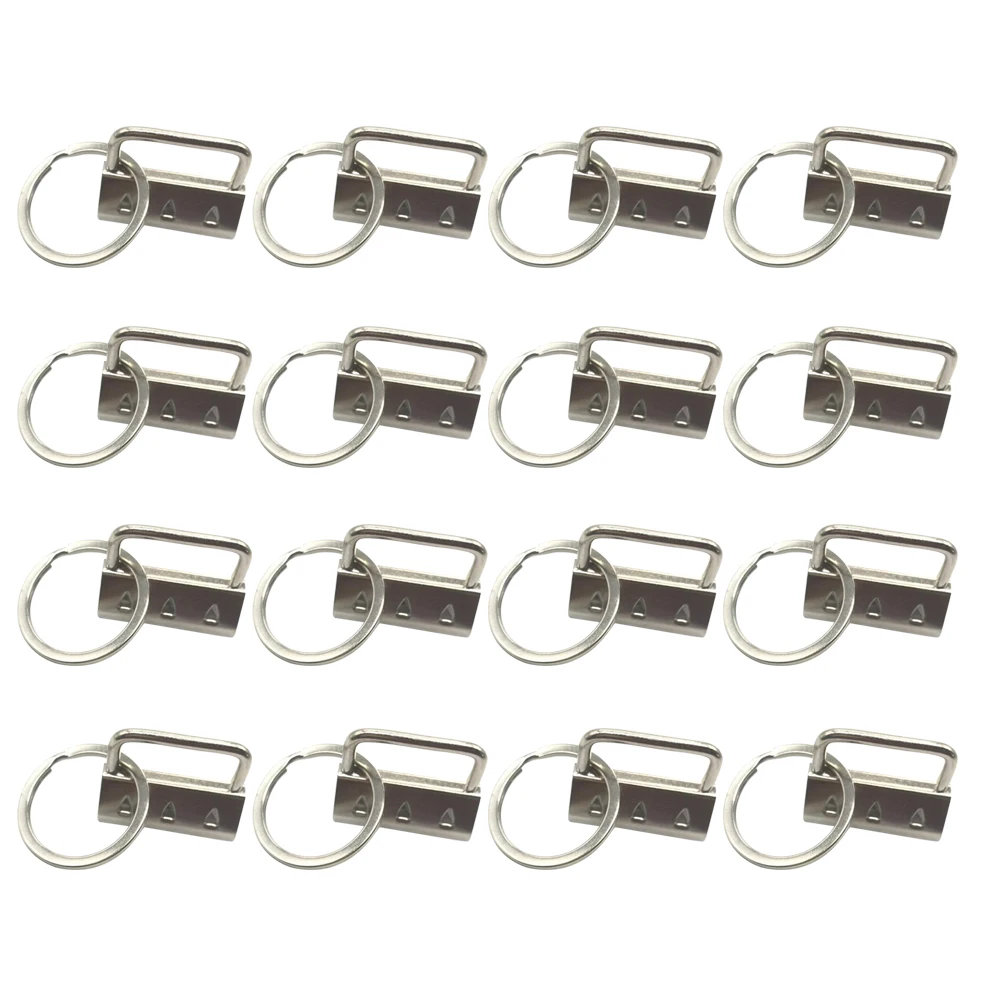 50pcs Key Fob Chain Webbing Clamp Metal Wristlet Silver Fashion Durable Rustproof Hardware Craft Supplies Accessories