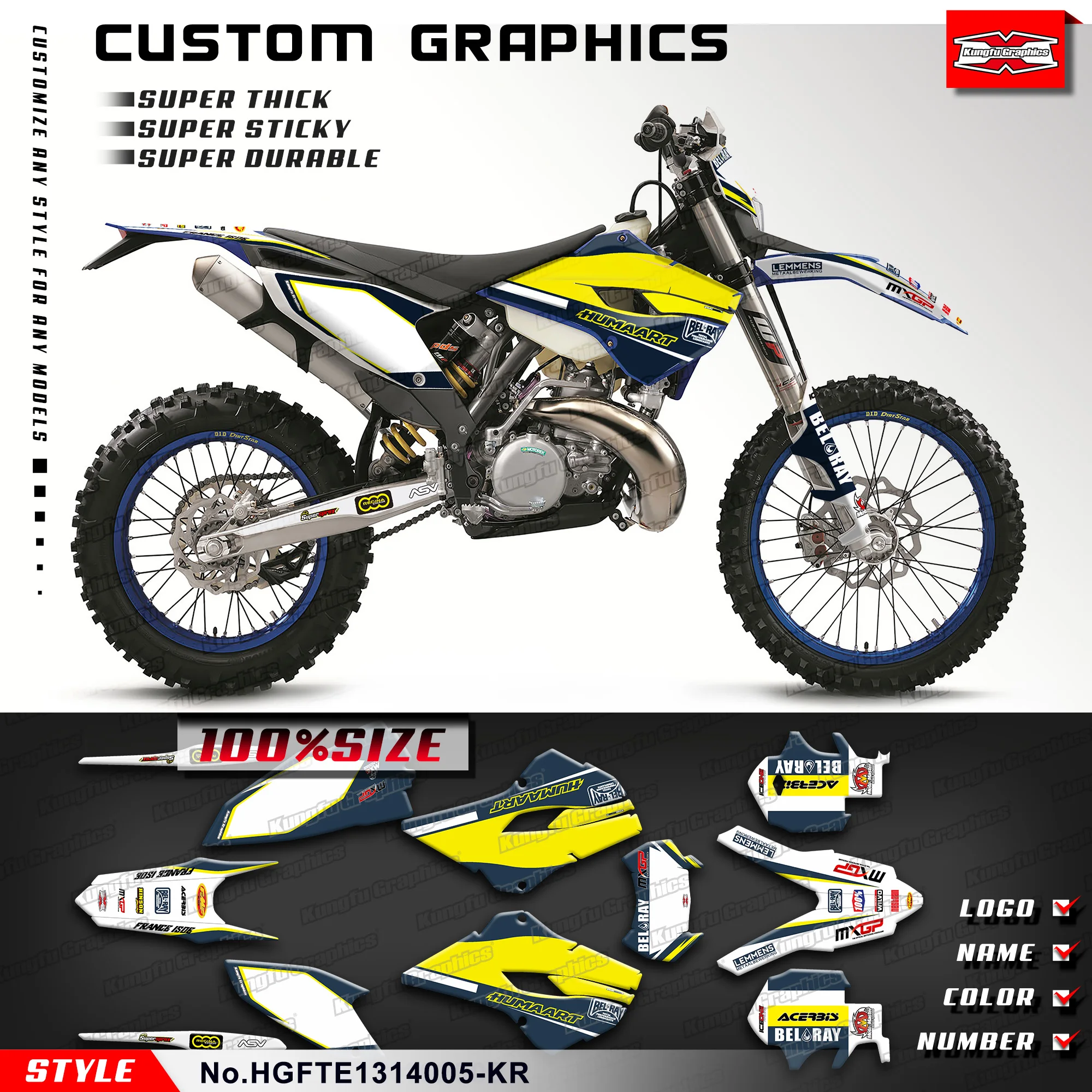 

KUNGFU GRAPHICS Motorcycle Graphics Wrap Sticker for Husaberg TE 125 250 300 / FE 250 350 450 501 2013 2014, HGFTE1314005-KR