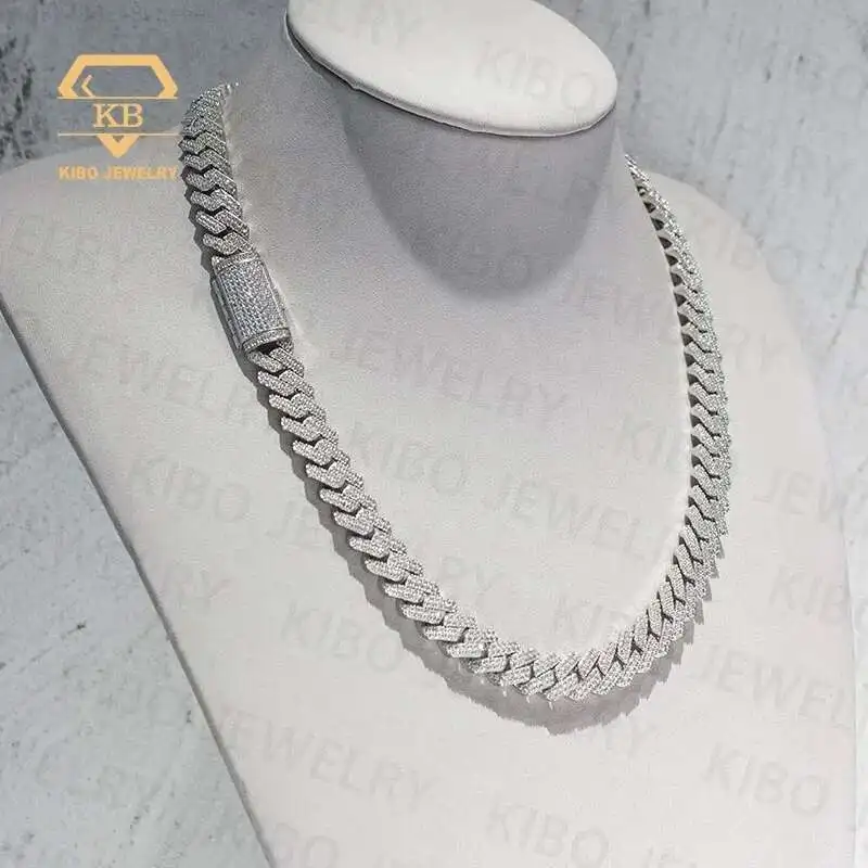 

Rapper Jewelry Iced Out Hiphop Necklace For Men 8mm 10mm 12mm 925 Sterling Silver lab diamond moissanite cuban link chain