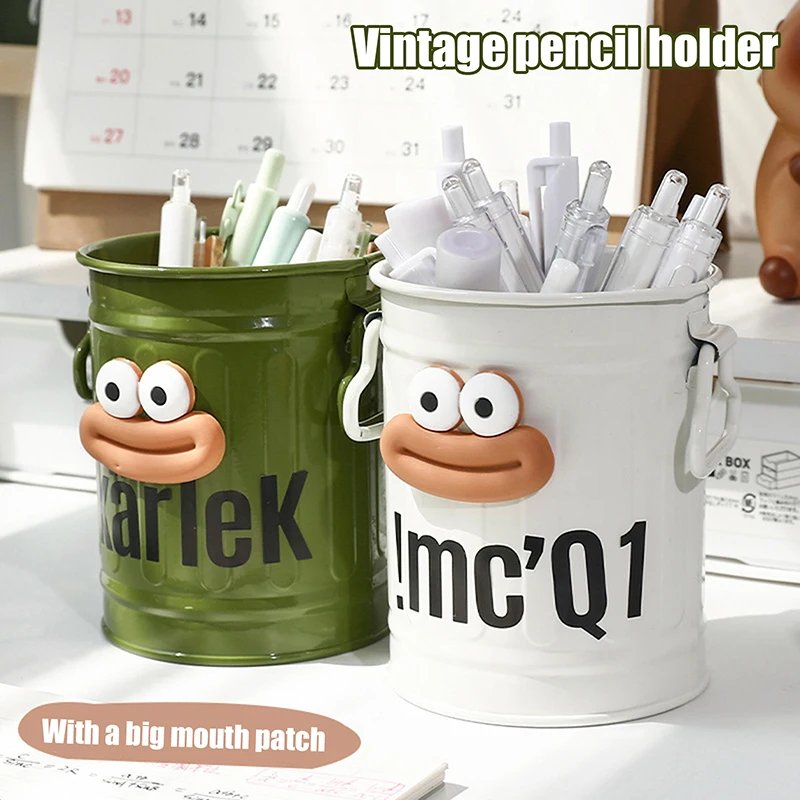 1Pc/2Pcs/1Set Funny Large Mouth Pen Holder Large-capacity Pencil Holder Durable Stationery Container Makeup Brush Storage Bucket