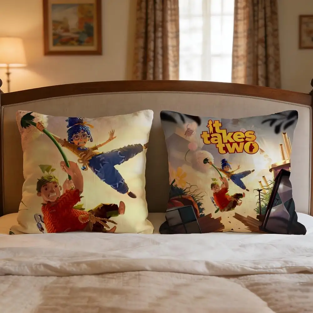 Game It Takes Two Cushion Cover 4Pcs Decorative Covers Soft Cushion Case for Sofa Couch Decor 40x40 45x45 Pillowcases
